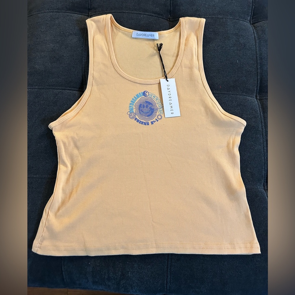 NWT Daydreamer Record Ribbed Tank Top XL Light Orange